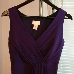 J Crew 100% Silk Purple Fit & Flare Sleeveless Dress Size 2 Fully Lined Side Zip